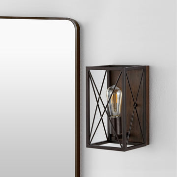 Norris X-Frame 6" Farmhouse Rustic Iron LED Sconce - JONATHAN Y